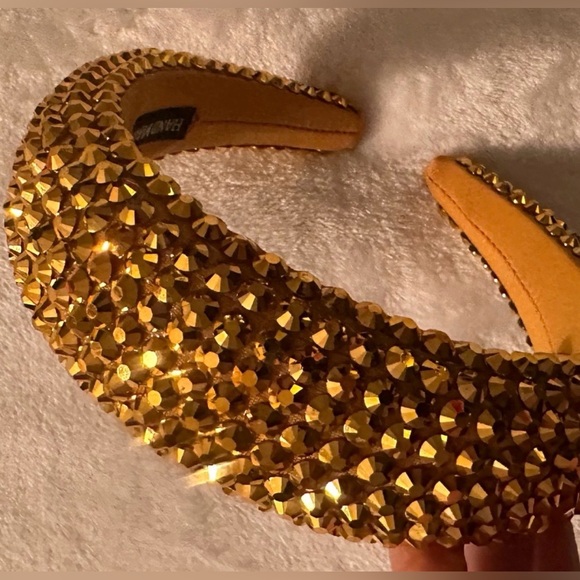 Accessories - Headband - wide padded studded with gold rhinestones.
